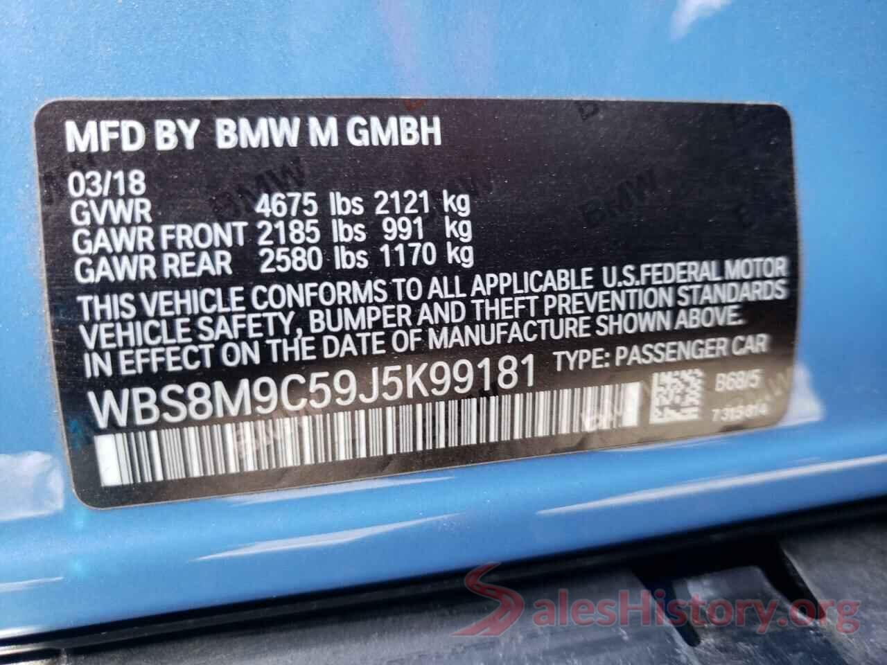 WBS8M9C59J5K99181 2018 BMW M3