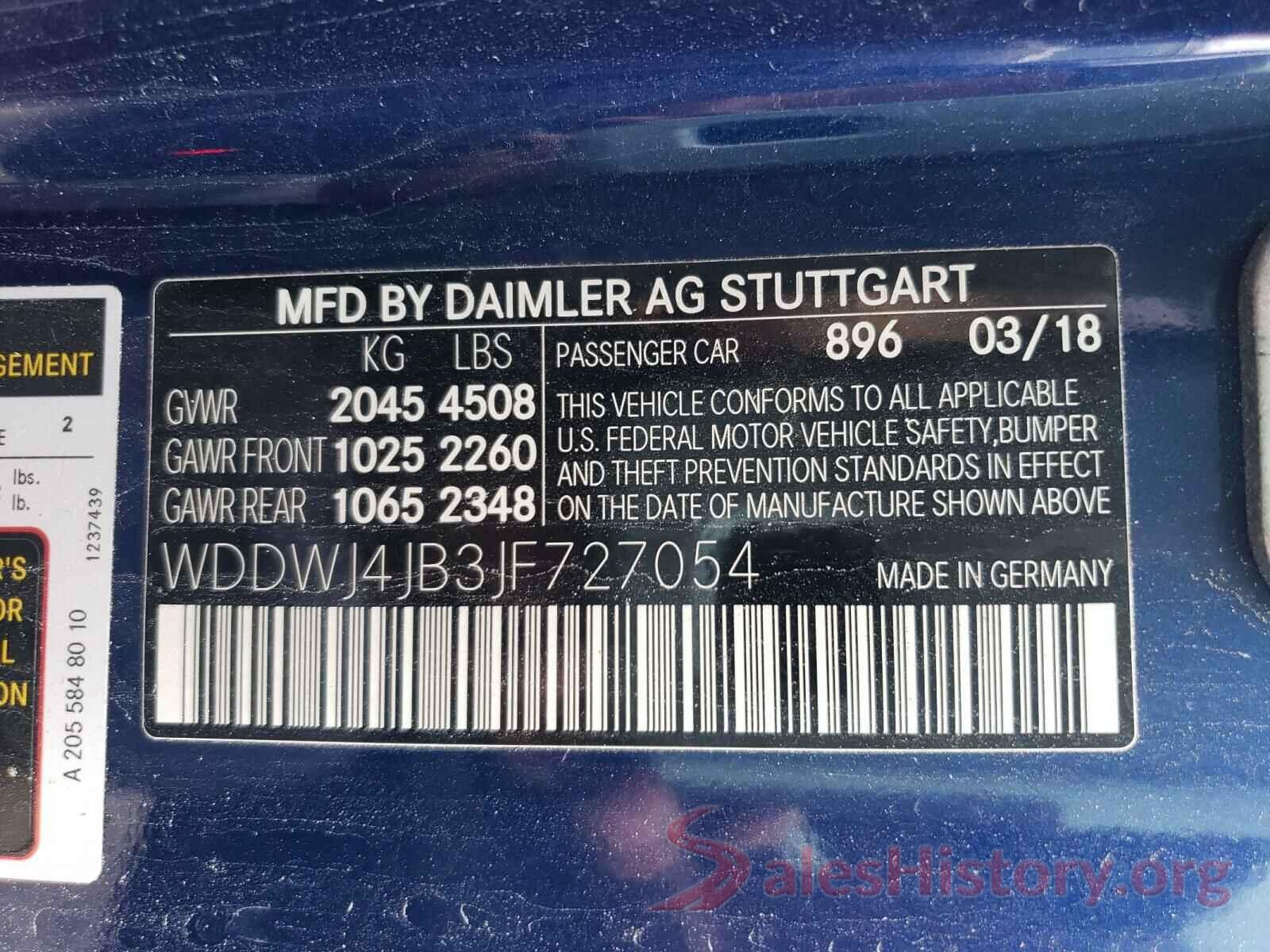 WDDWJ4JB3JF727054 2018 MERCEDES-BENZ C CLASS