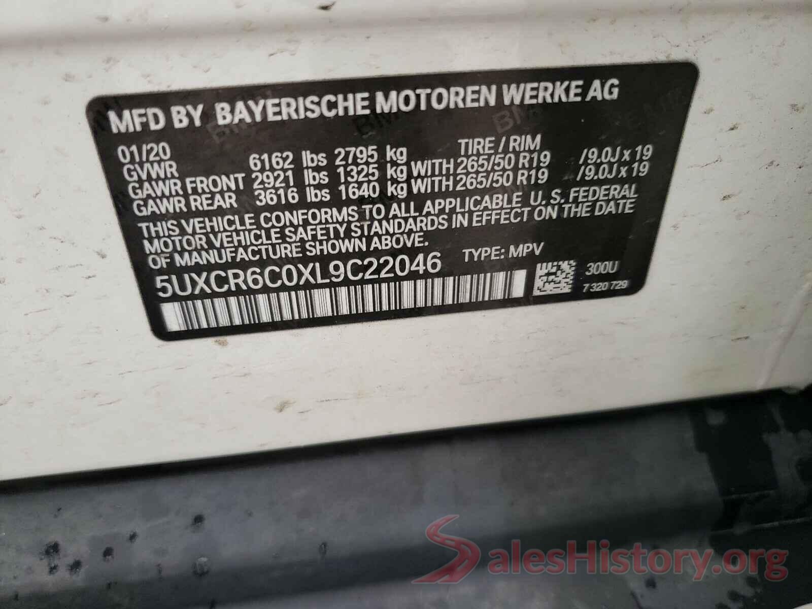 5UXCR6C0XL9C22046 2020 BMW X5