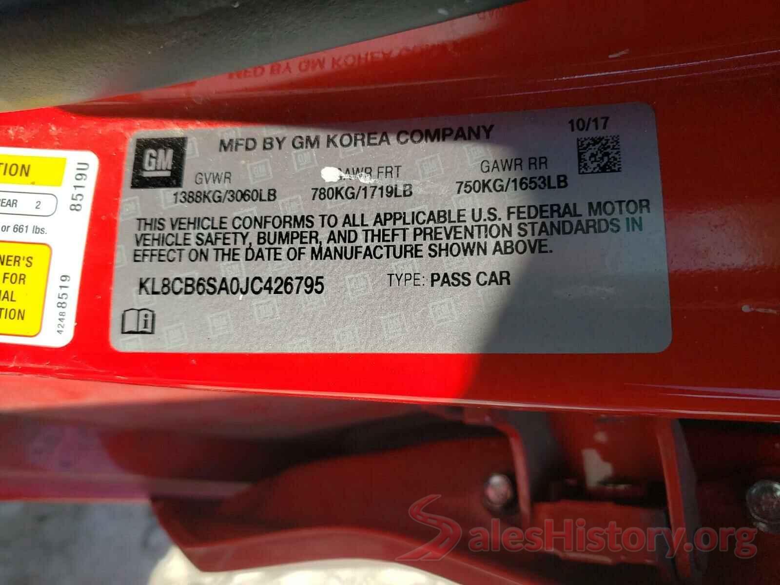 KL8CB6SA0JC426795 2018 CHEVROLET SPARK