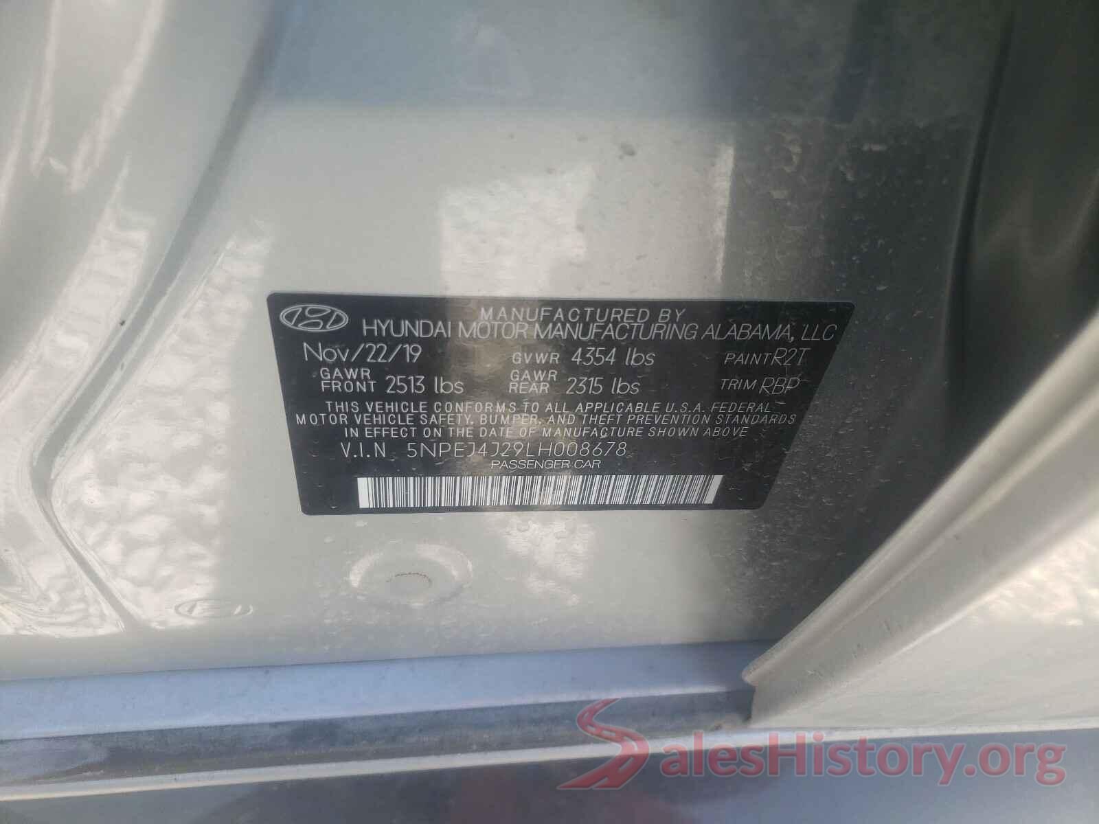 5NPEJ4J29LH008678 2020 HYUNDAI SONATA