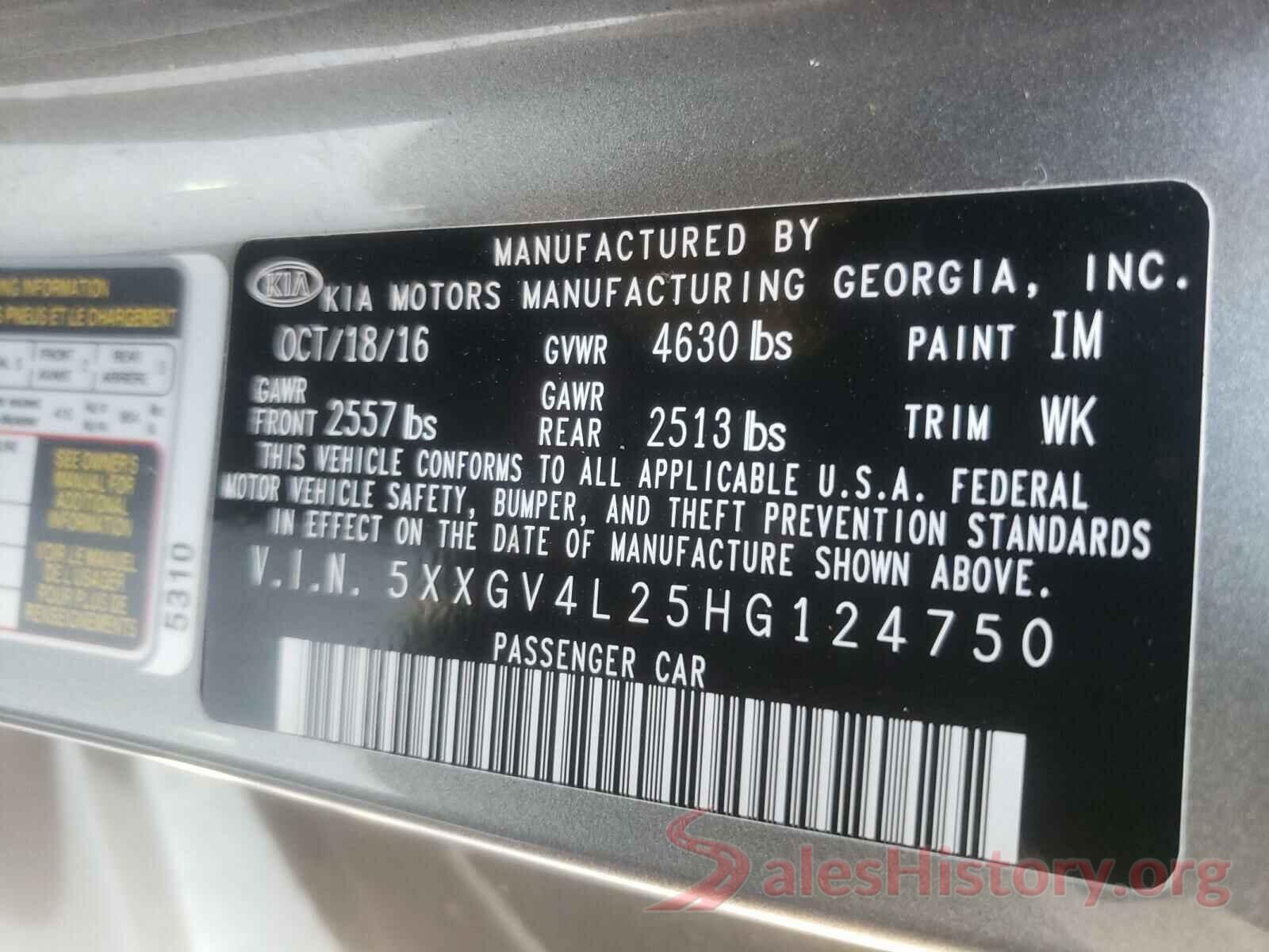 5XXGV4L25HG124750 2017 KIA OPTIMA