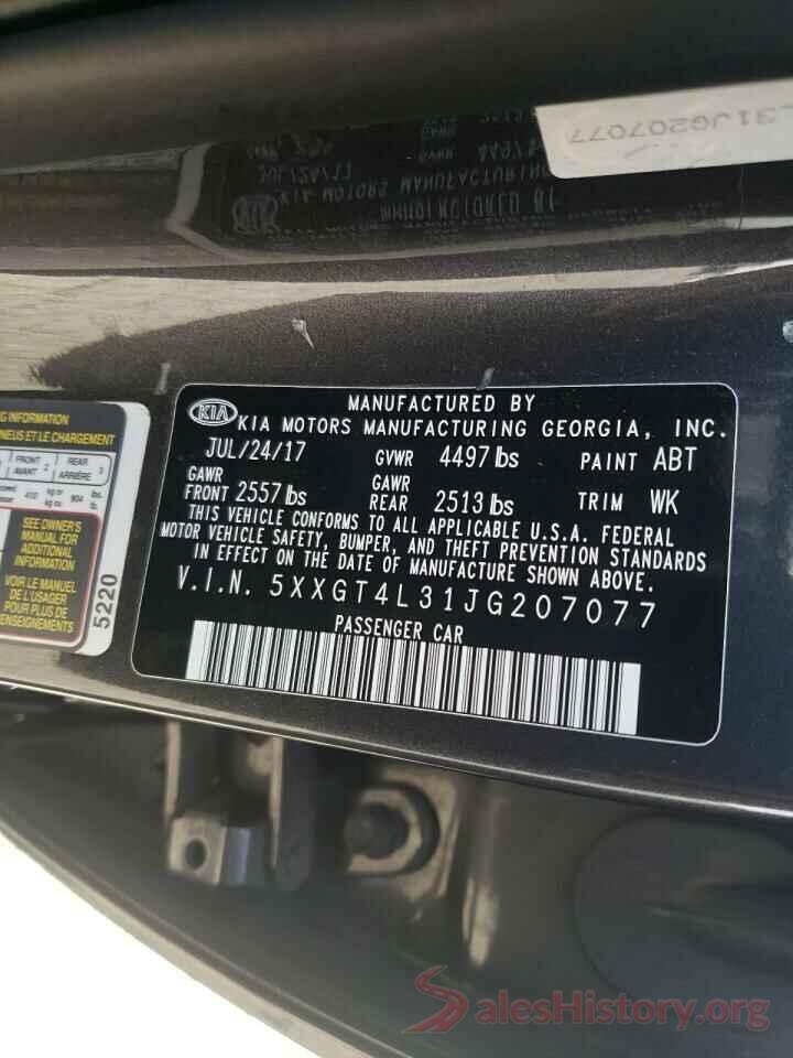 5XXGT4L31JG207077 2018 KIA OPTIMA