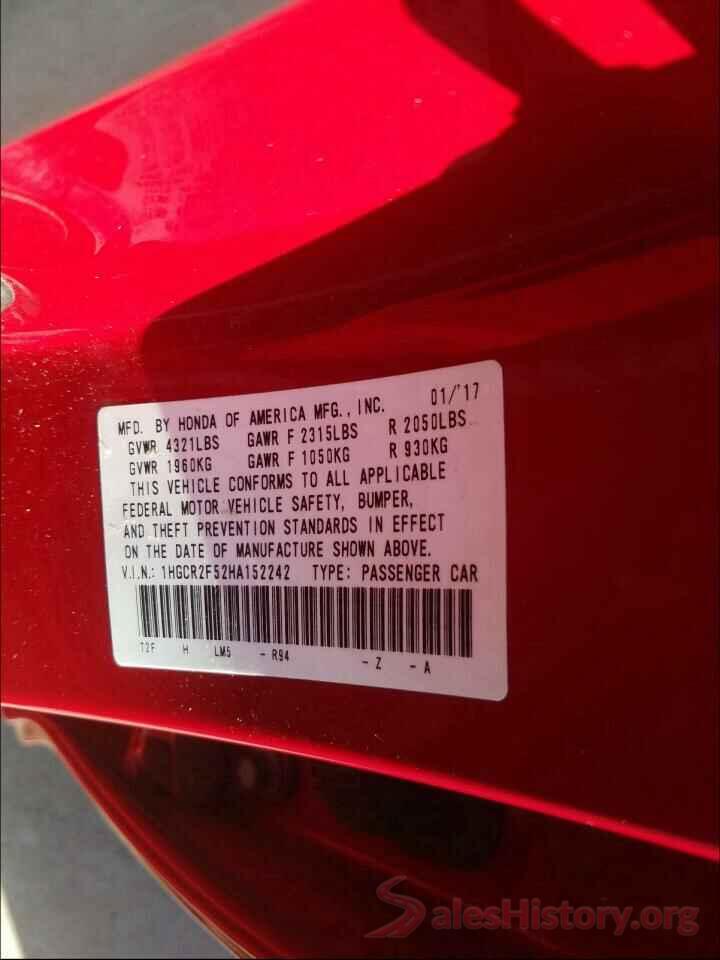 1HGCR2F52HA152242 2017 HONDA ACCORD