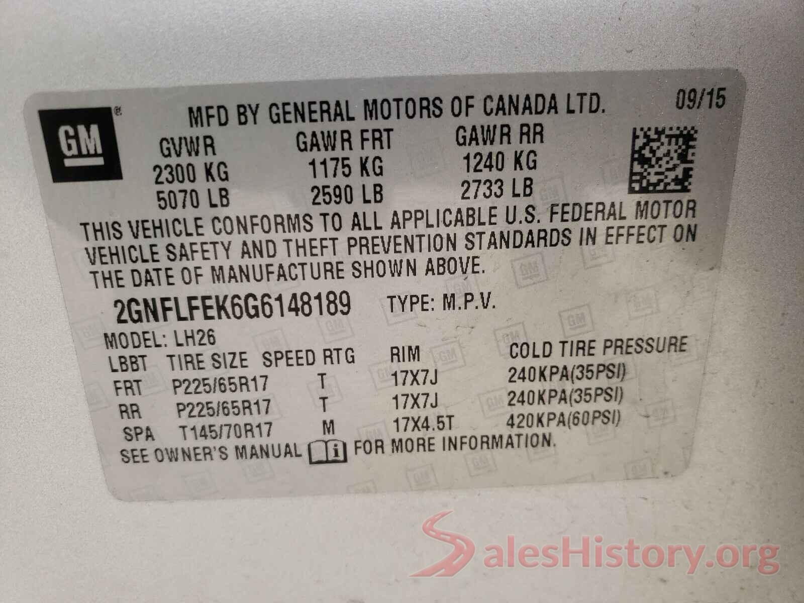 2GNFLFEK6G6148189 2016 CHEVROLET EQUINOX