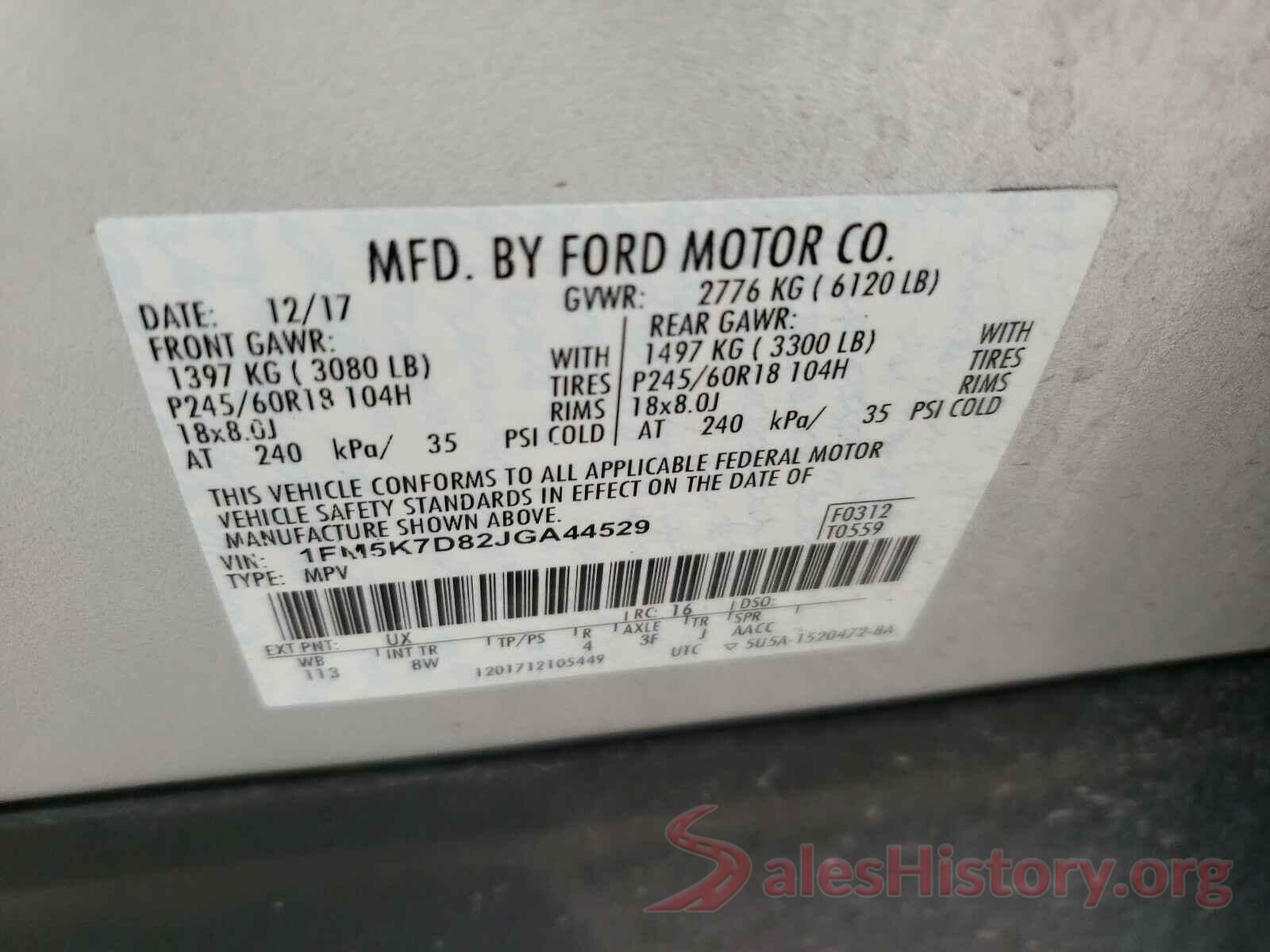 1FM5K7D82JGA44529 2018 FORD EXPLORER