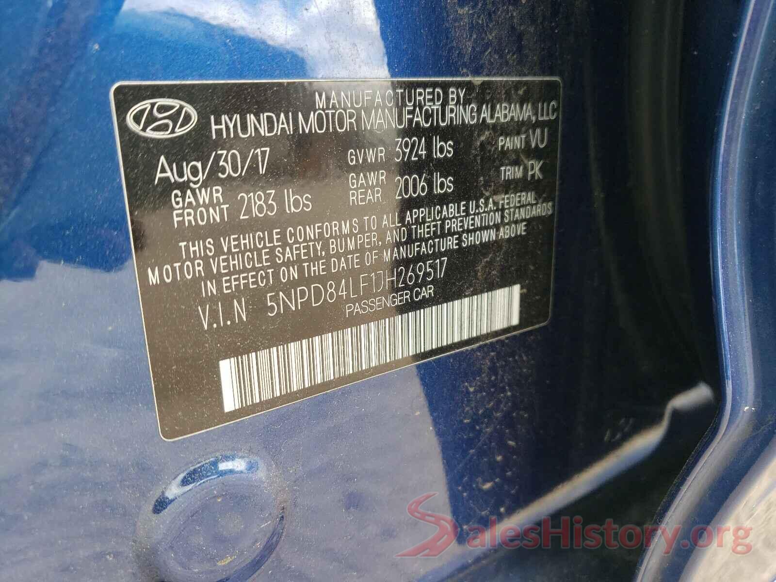 5NPD84LF1JH269517 2018 HYUNDAI ELANTRA