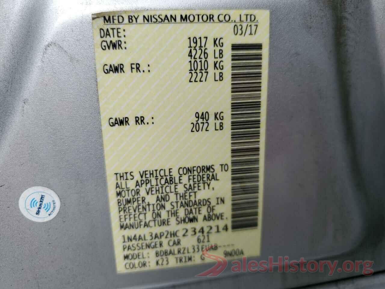 1N4AL3AP2HC234214 2017 NISSAN ALTIMA