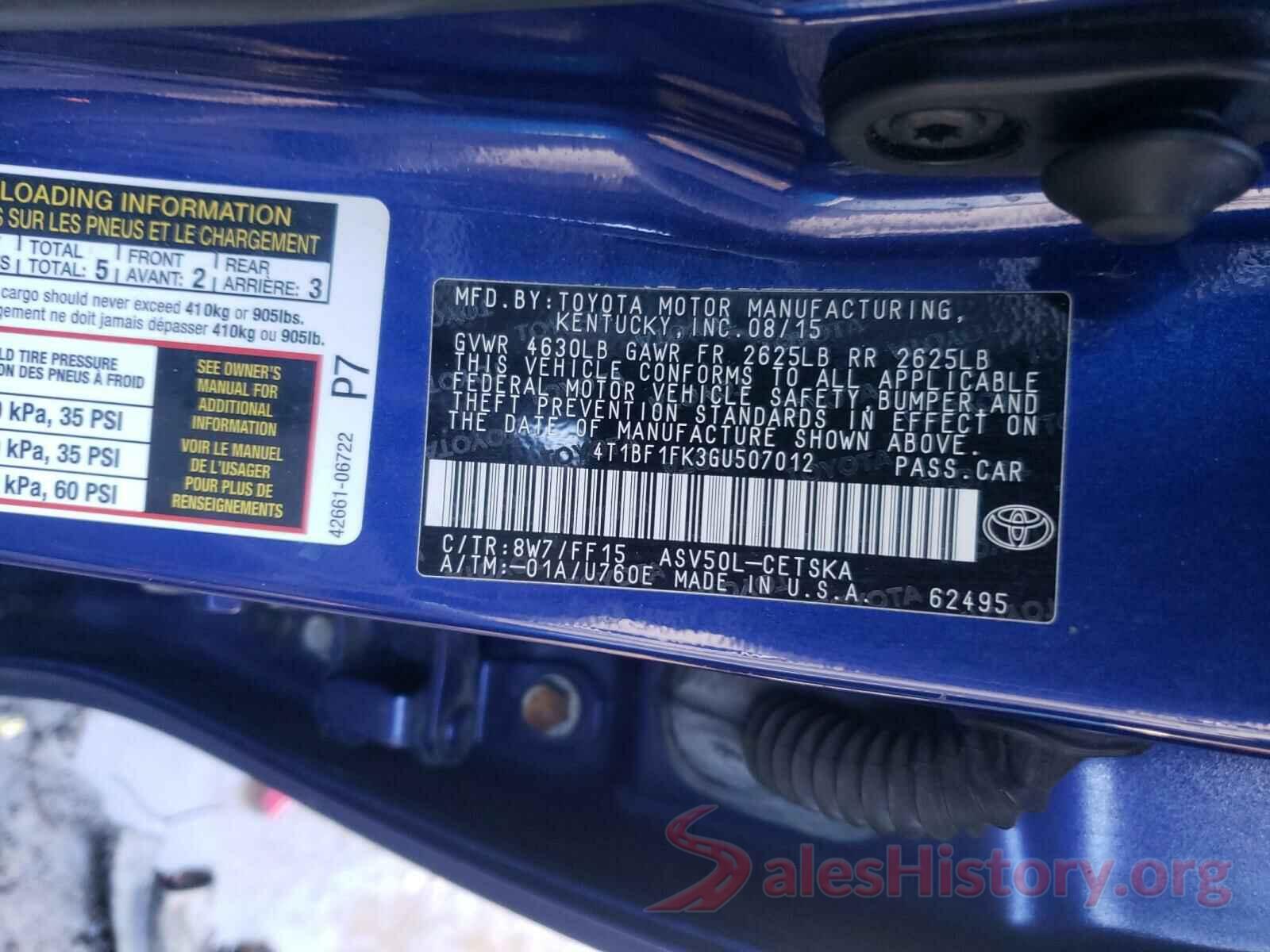 4T1BF1FK3GU507012 2016 TOYOTA CAMRY