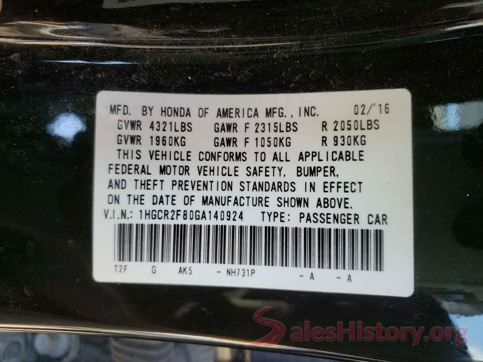 1HGCR2F80GA140924 2016 HONDA ACCORD