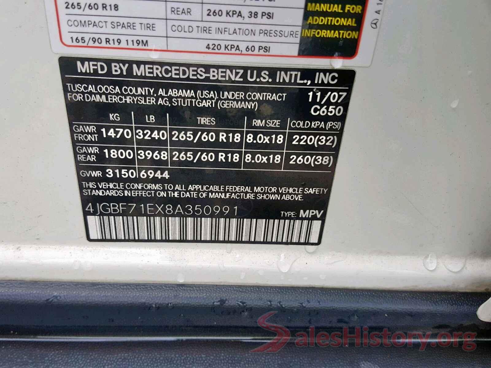 4JGBF71EX8A350991 2008 MERCEDES-BENZ GL 450 4MA