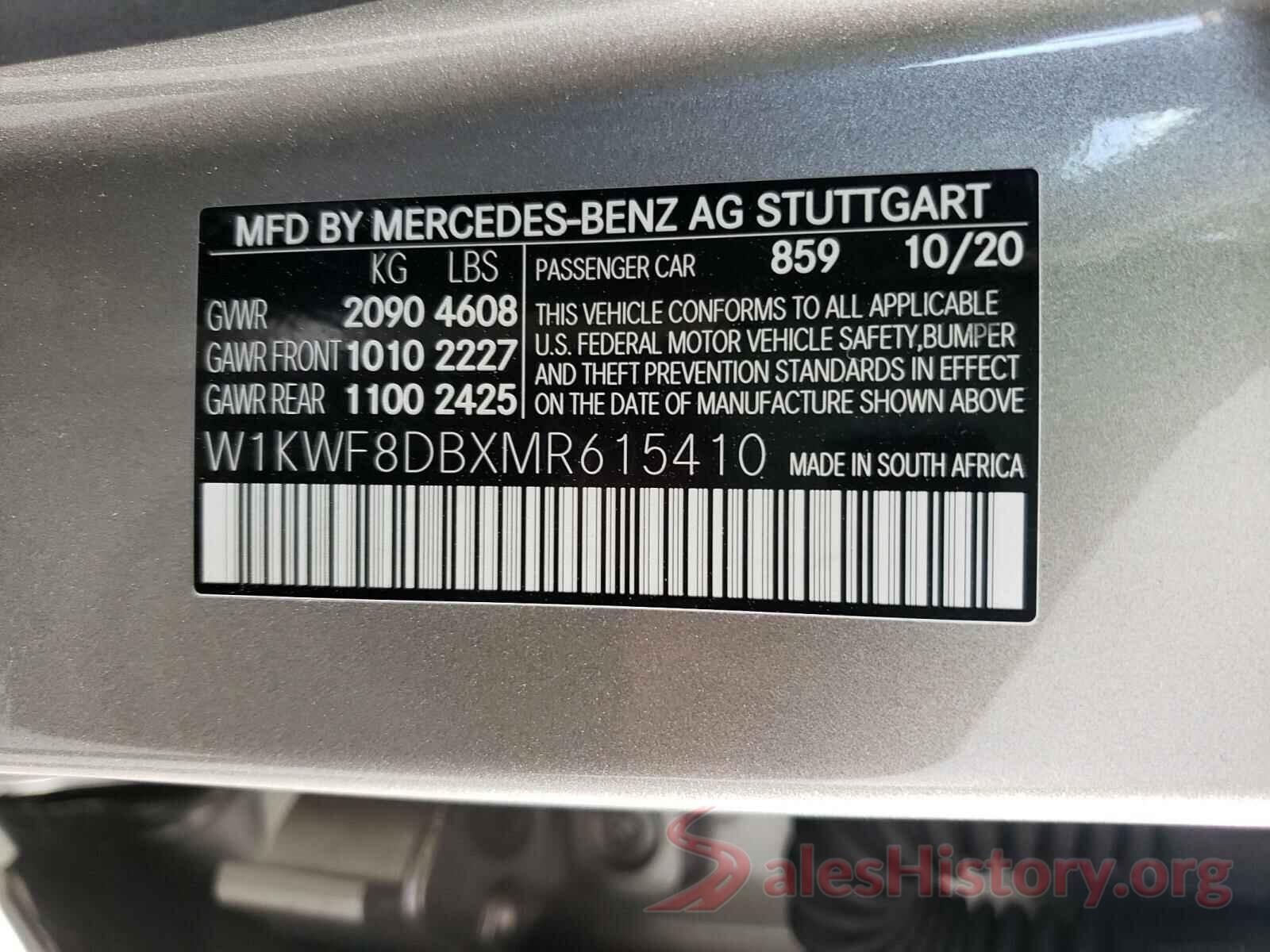 W1KWF8DBXMR615410 2021 MERCEDES-BENZ C CLASS