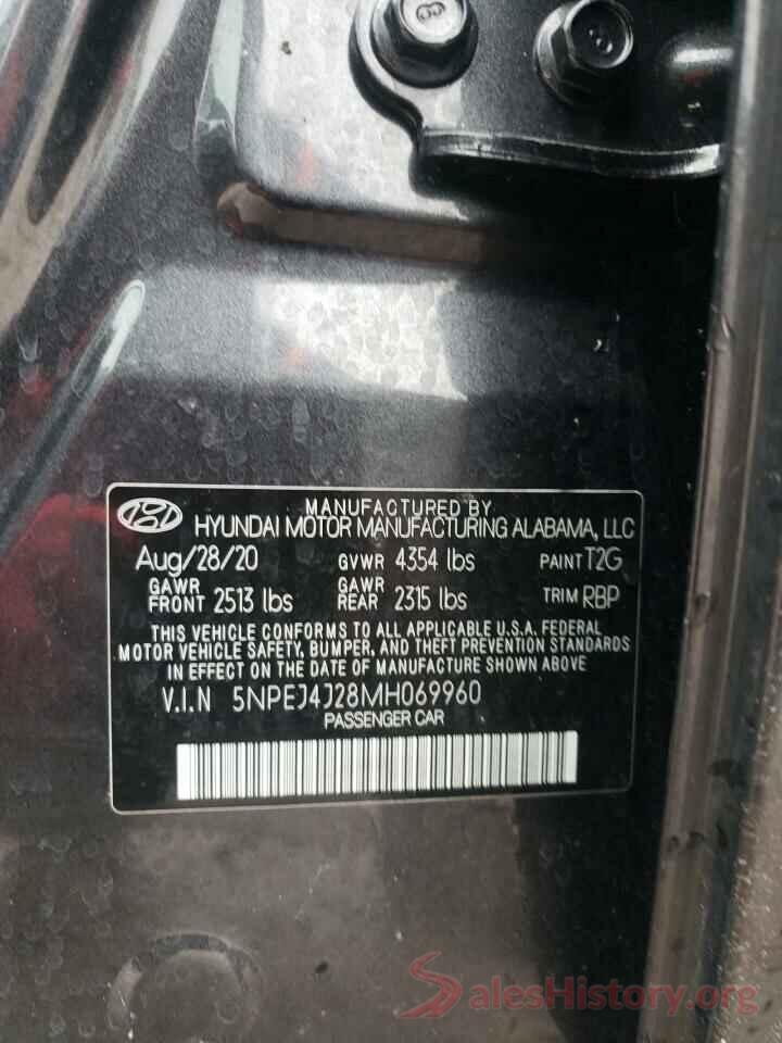 5NPEJ4J28MH069960 2021 HYUNDAI SONATA