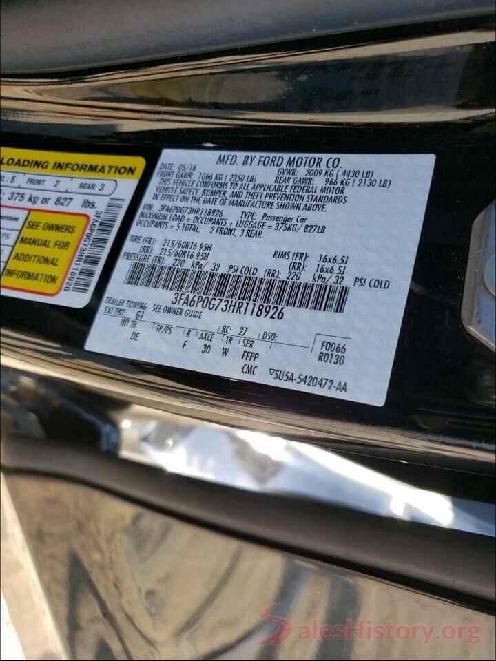 3FA6P0G73HR118926 2017 FORD FUSION