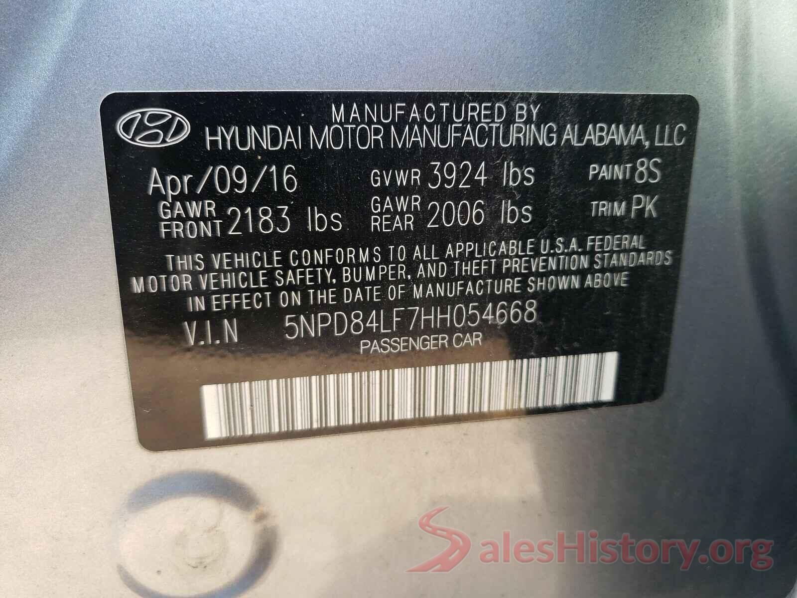 5NPD84LF7HH054668 2017 HYUNDAI ELANTRA