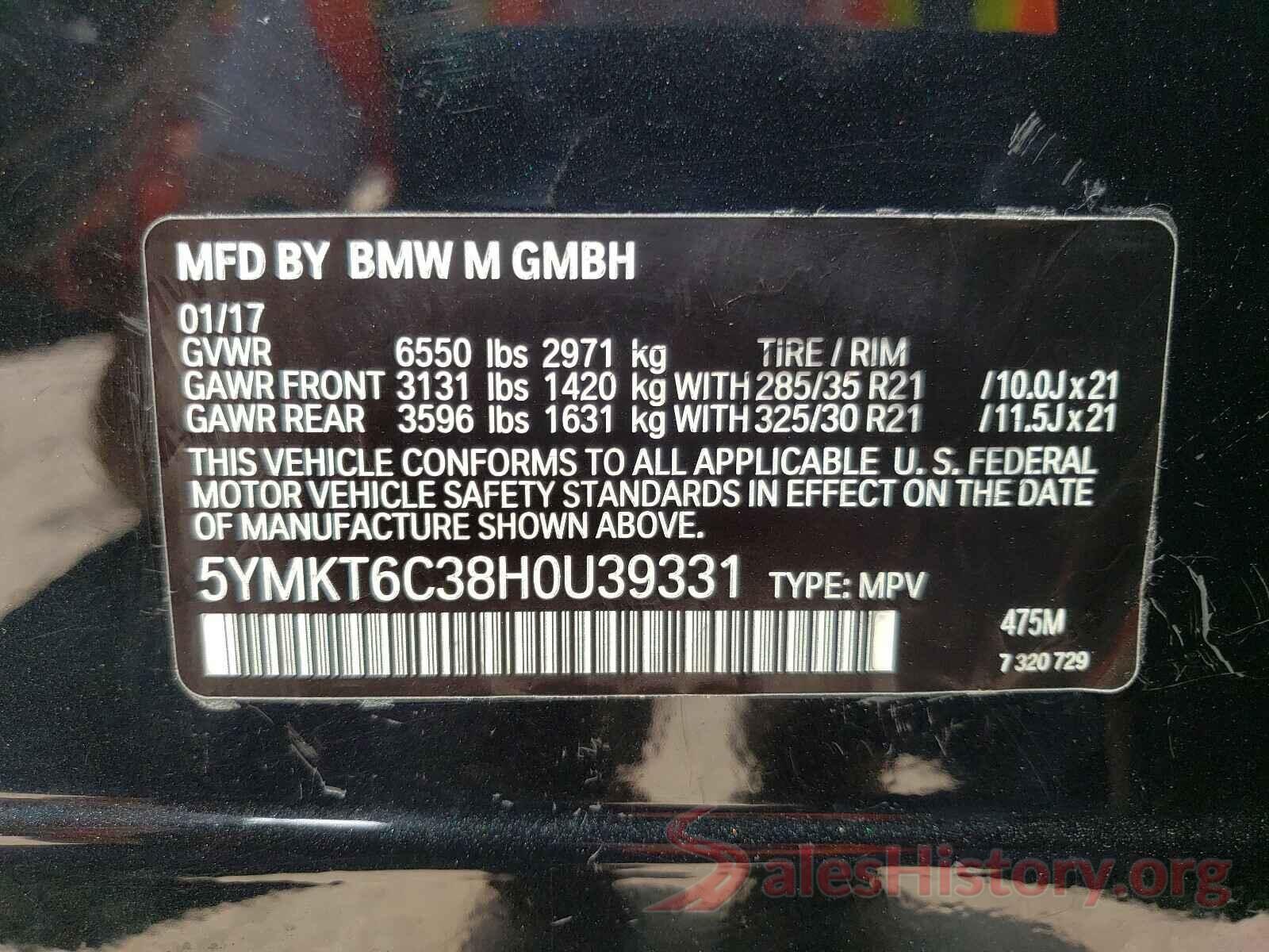 5YMKT6C38H0U39331 2017 BMW X5