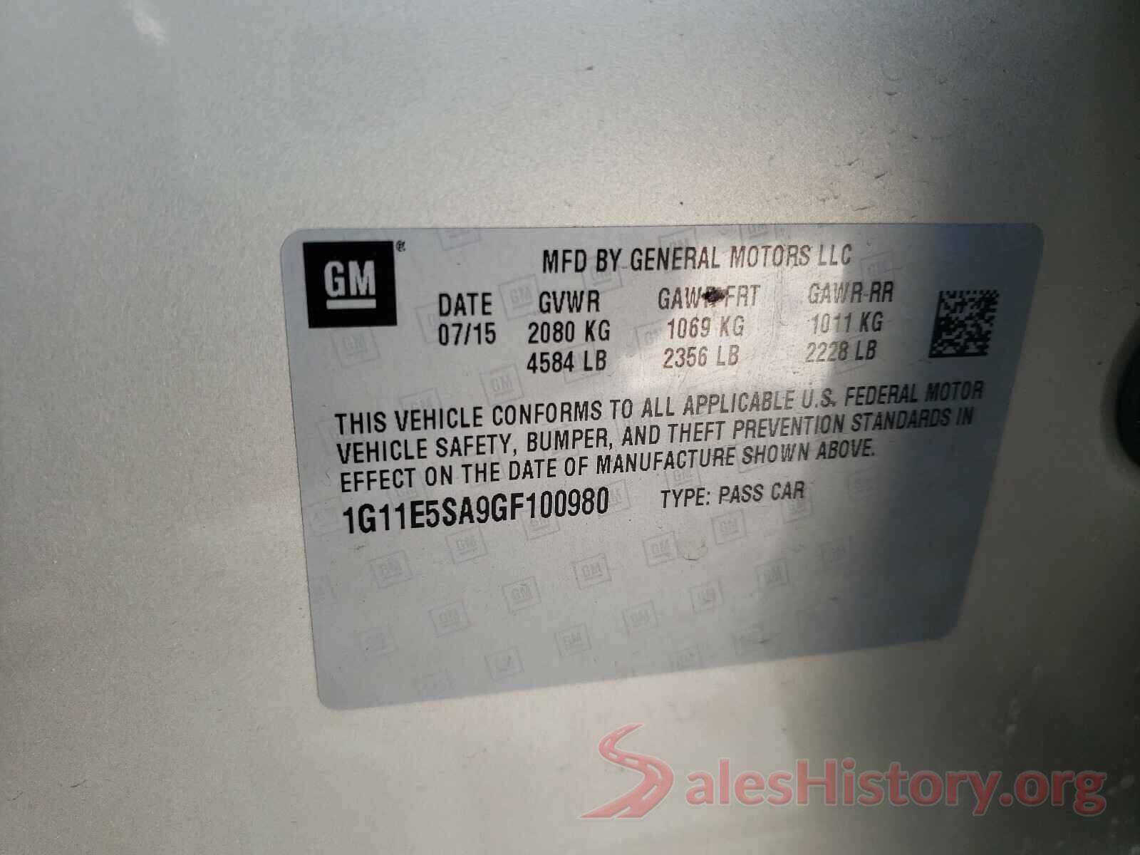 1G11E5SA9GF100980 2016 CHEVROLET MALIBU