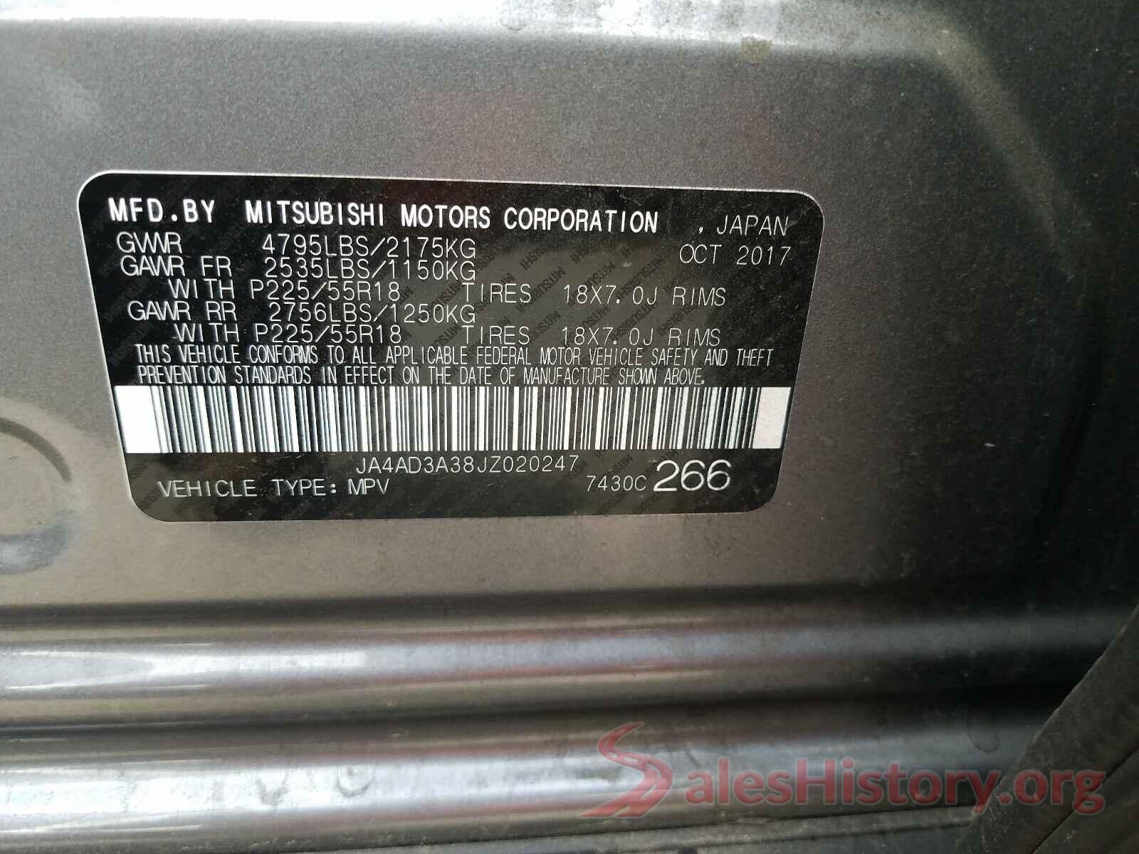 JA4AD3A38JZ020247 2018 MITSUBISHI OUTLANDER