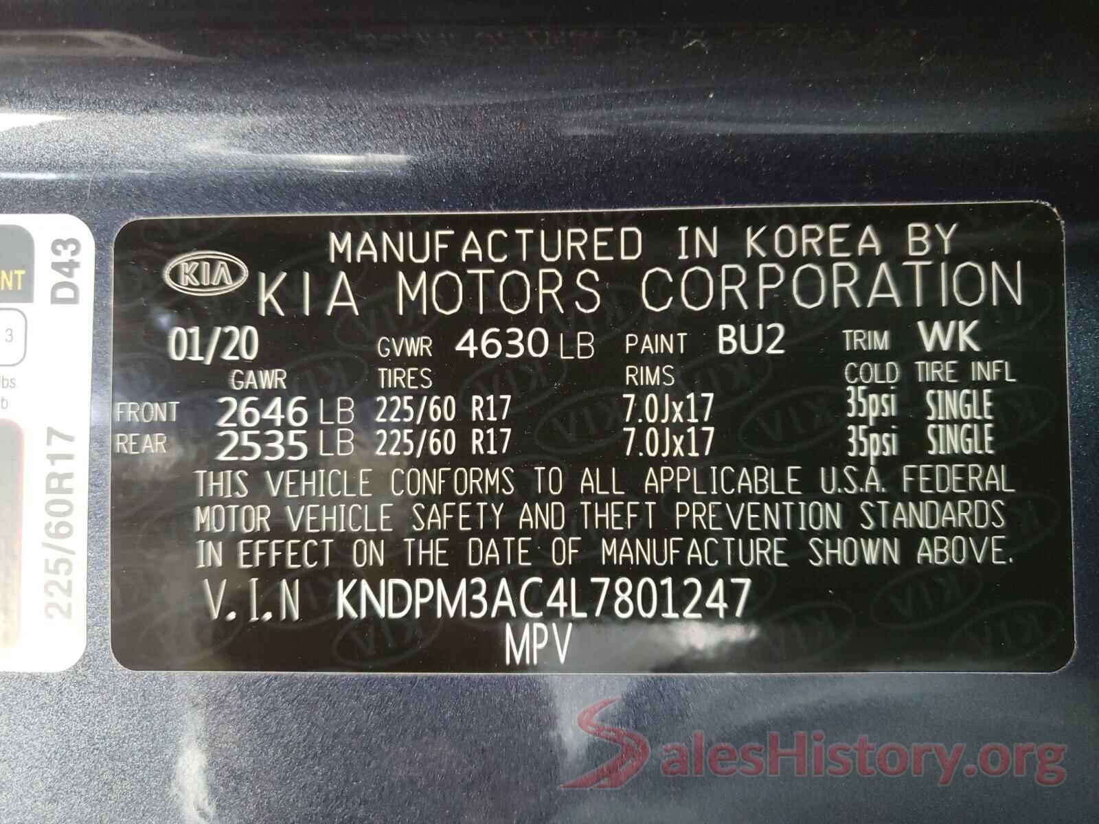 KNDPM3AC4L7801247 2020 KIA SPORTAGE