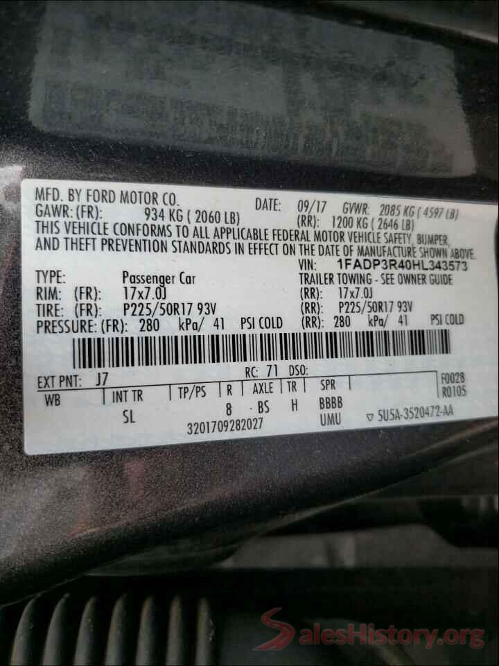 1FADP3R40HL343573 2017 FORD FOCUS