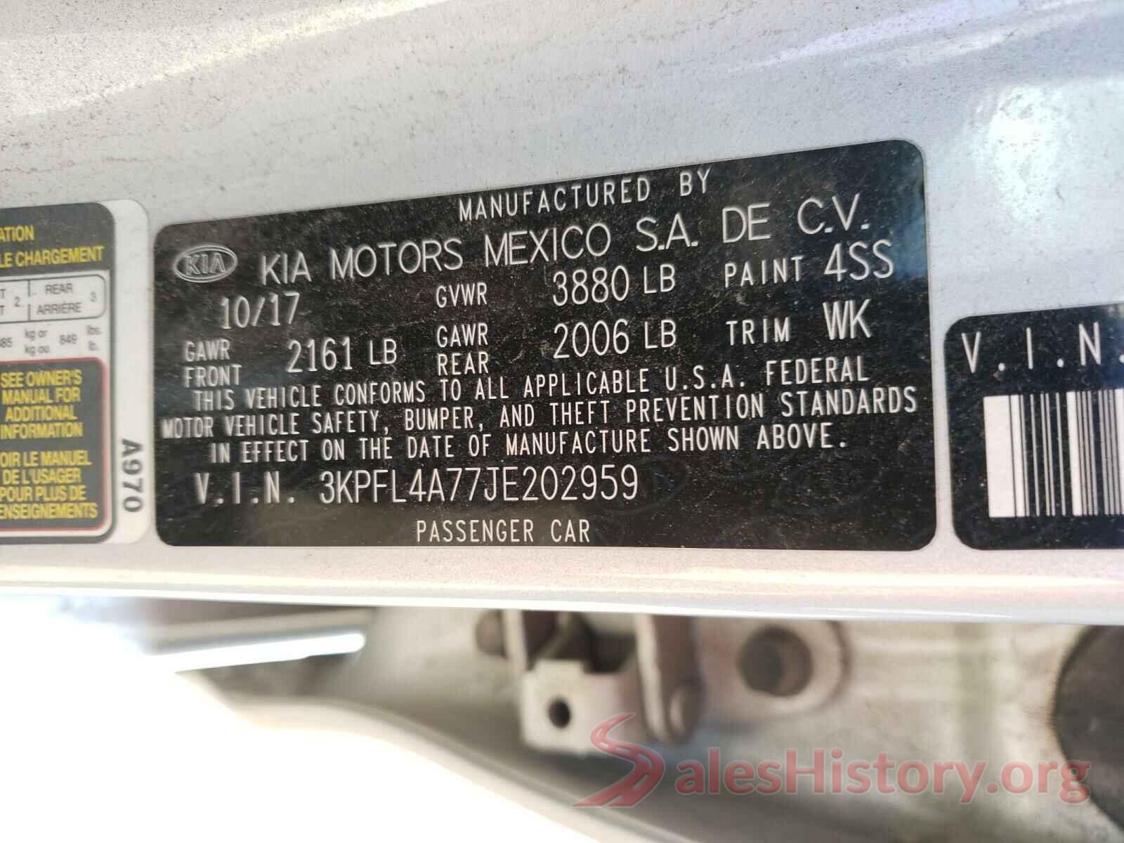 3KPFL4A77JE202959 2018 KIA FORTE