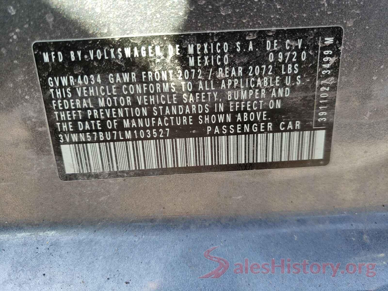 3VWN57BU7LM103527 2020 VOLKSWAGEN JETTA