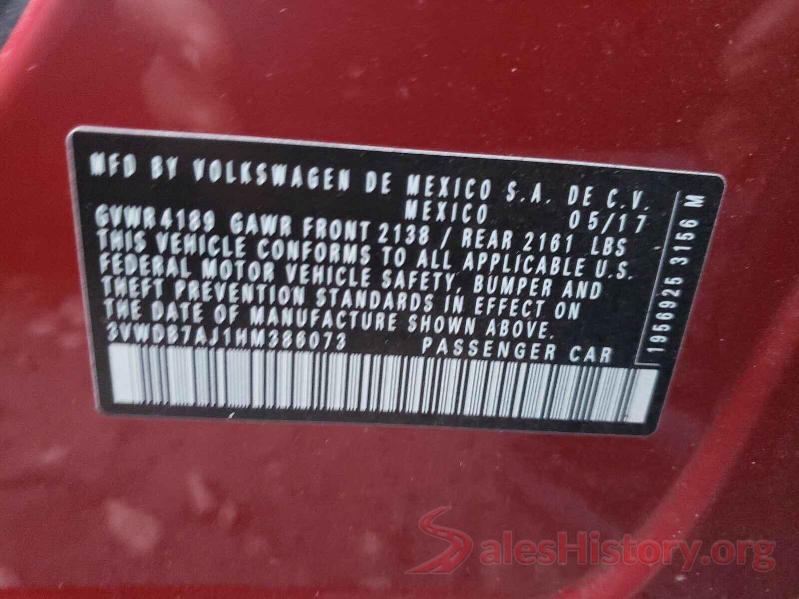 3VWDB7AJ1HM386073 2017 VOLKSWAGEN JETTA