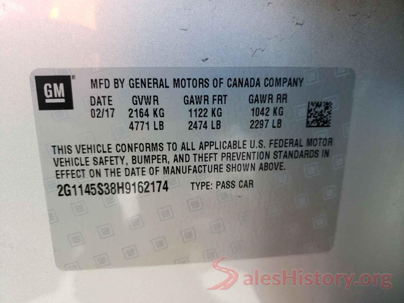 2G1145S38H9162174 2017 CHEVROLET IMPALA