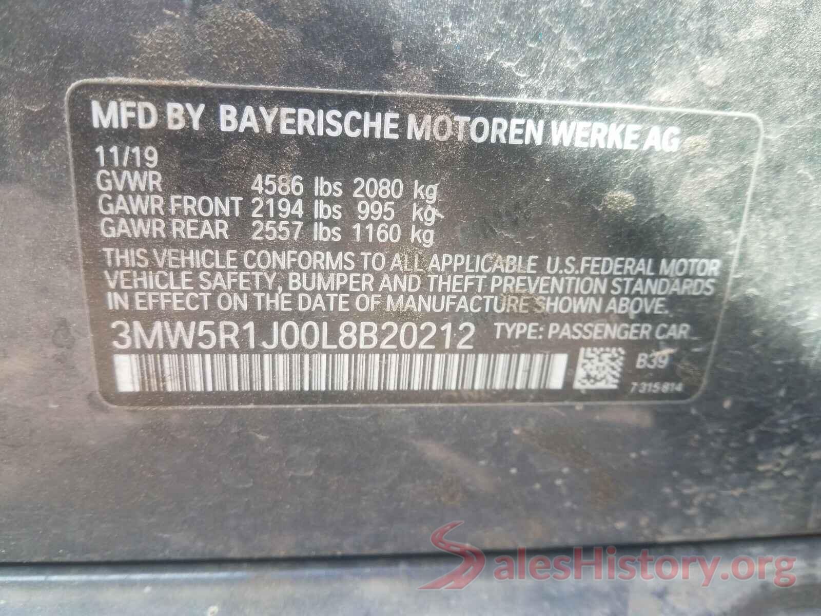 3MW5R1J00L8B20212 2020 BMW 3 SERIES