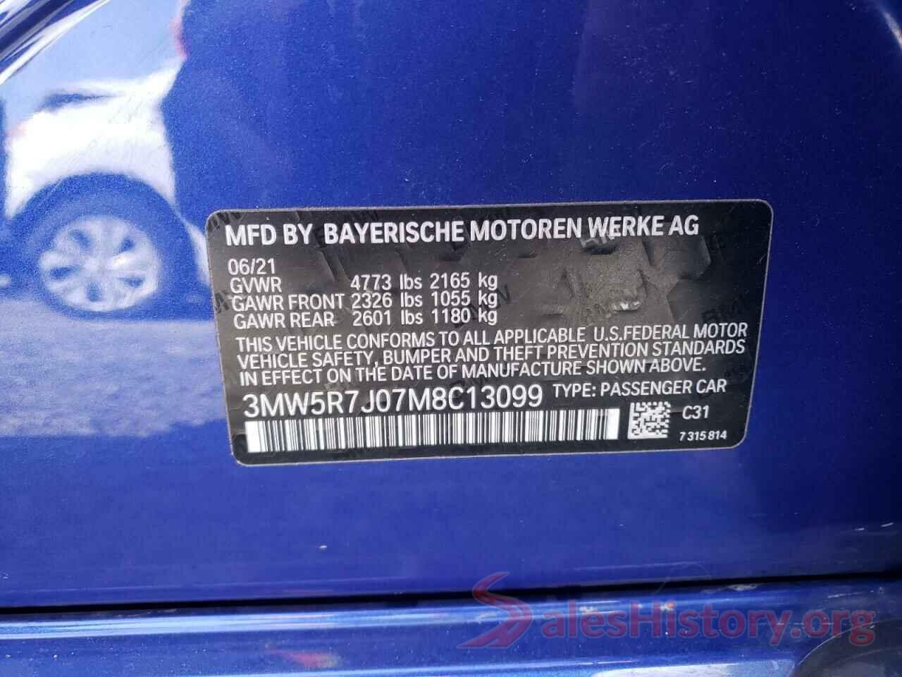 3MW5R7J07M8C13099 2021 BMW 3 SERIES