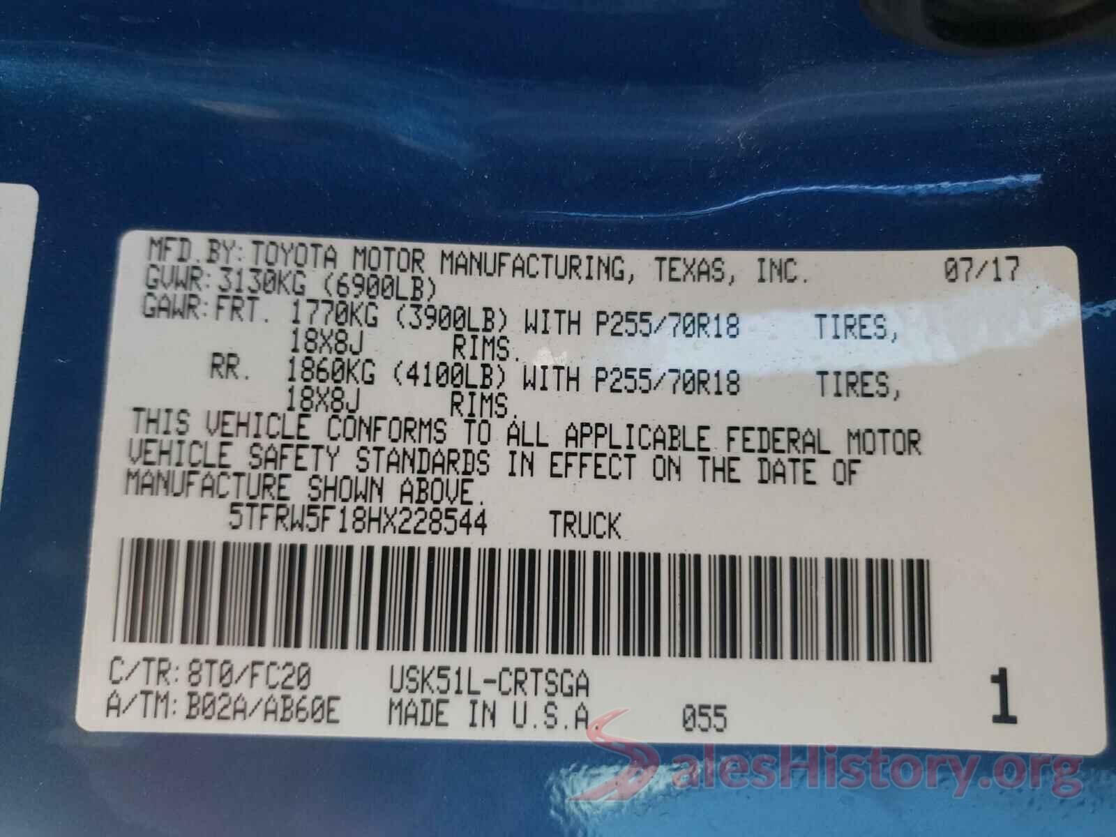 5TFRW5F18HX228544 2017 TOYOTA TUNDRA