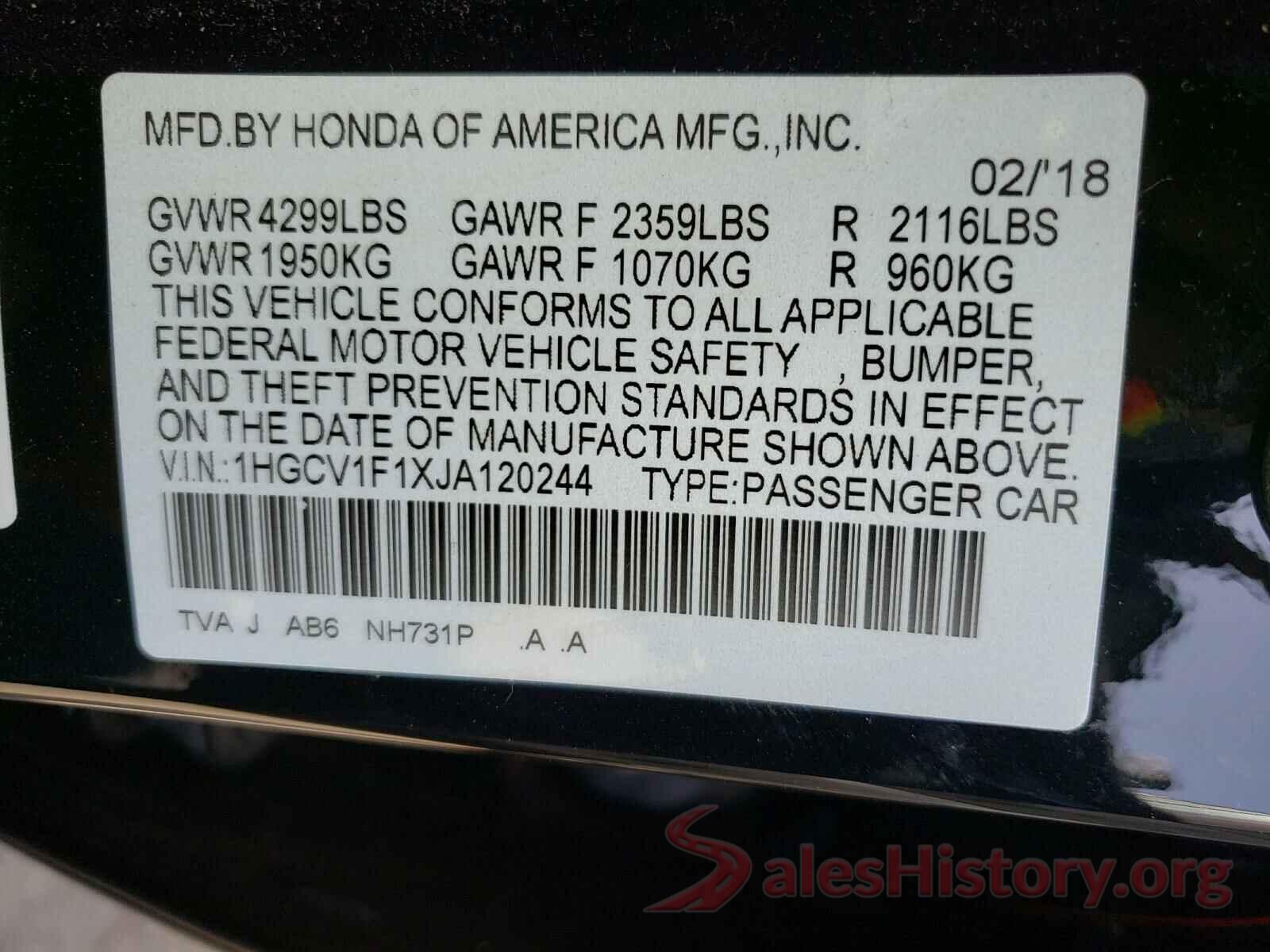 1HGCV1F1XJA120244 2018 HONDA ACCORD