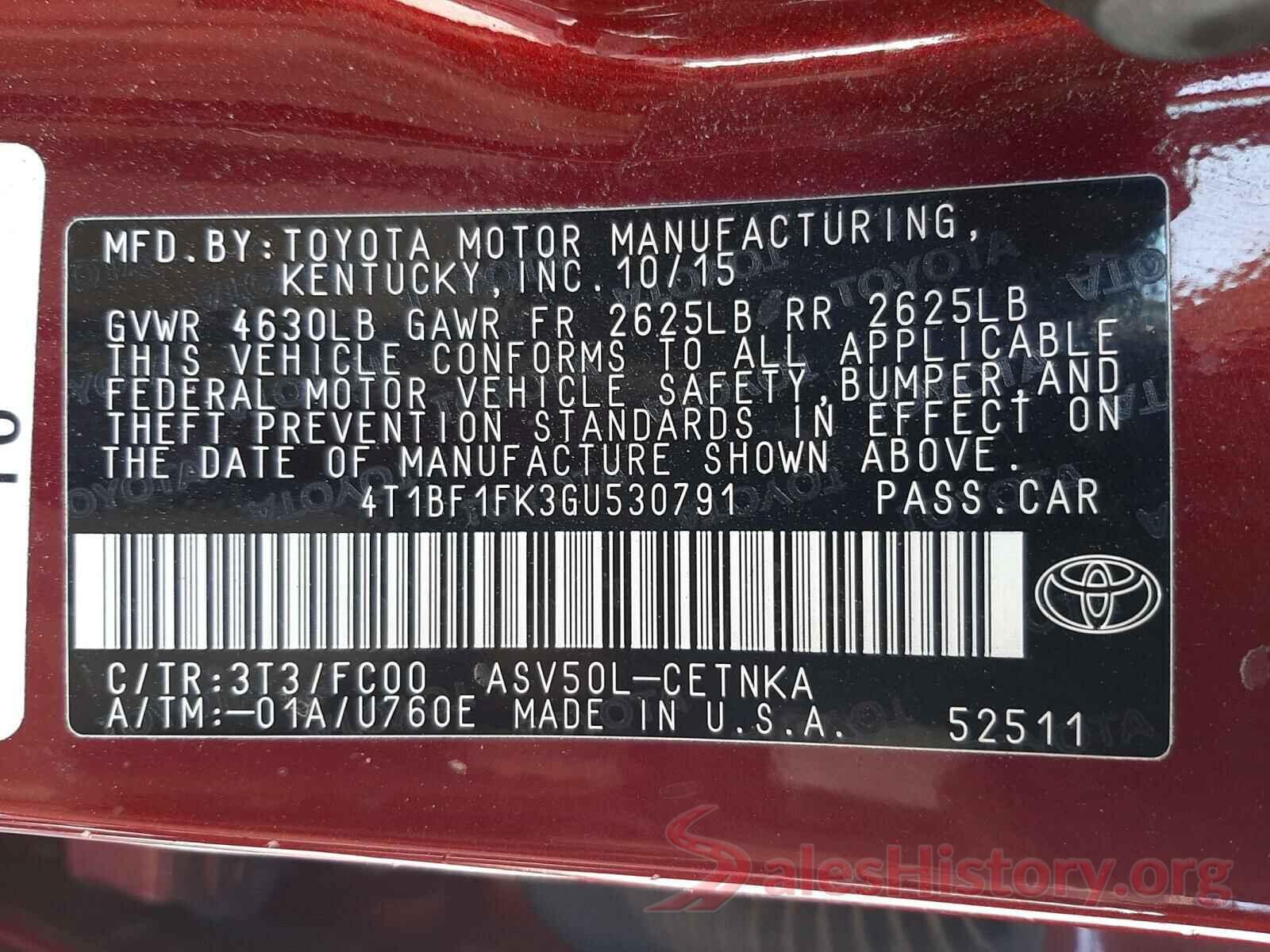 4T1BF1FK3GU530791 2016 TOYOTA CAMRY