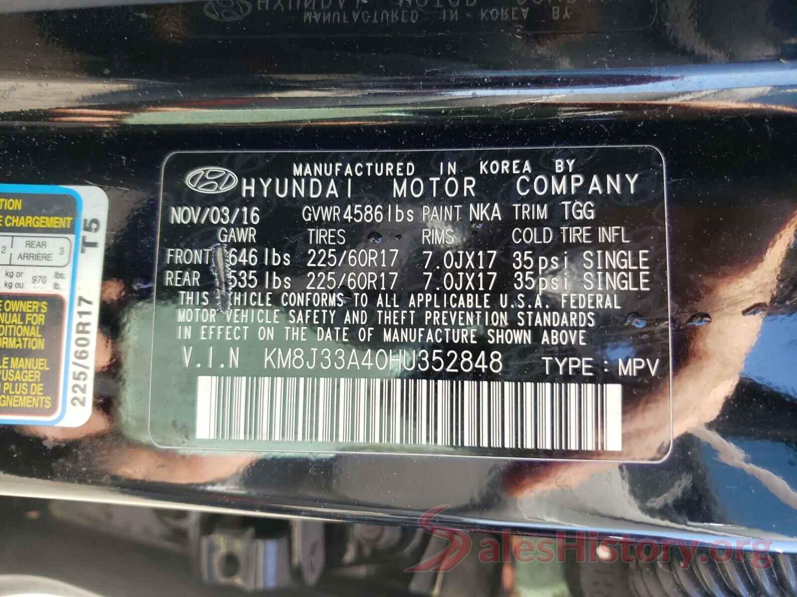 KM8J33A40HU352848 2017 HYUNDAI TUCSON