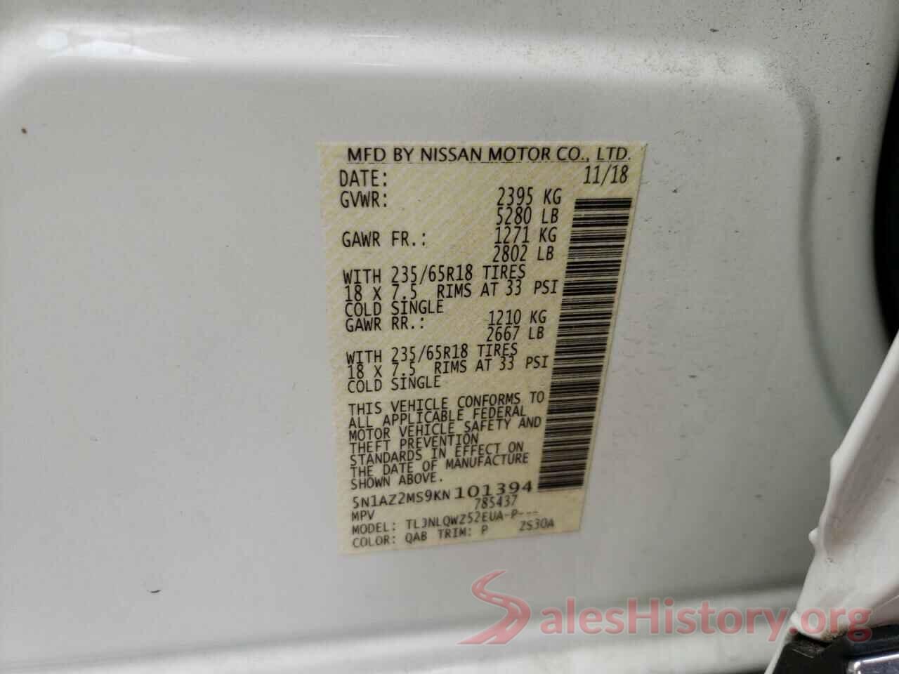 5N1AZ2MS9KN101394 2019 NISSAN MURANO