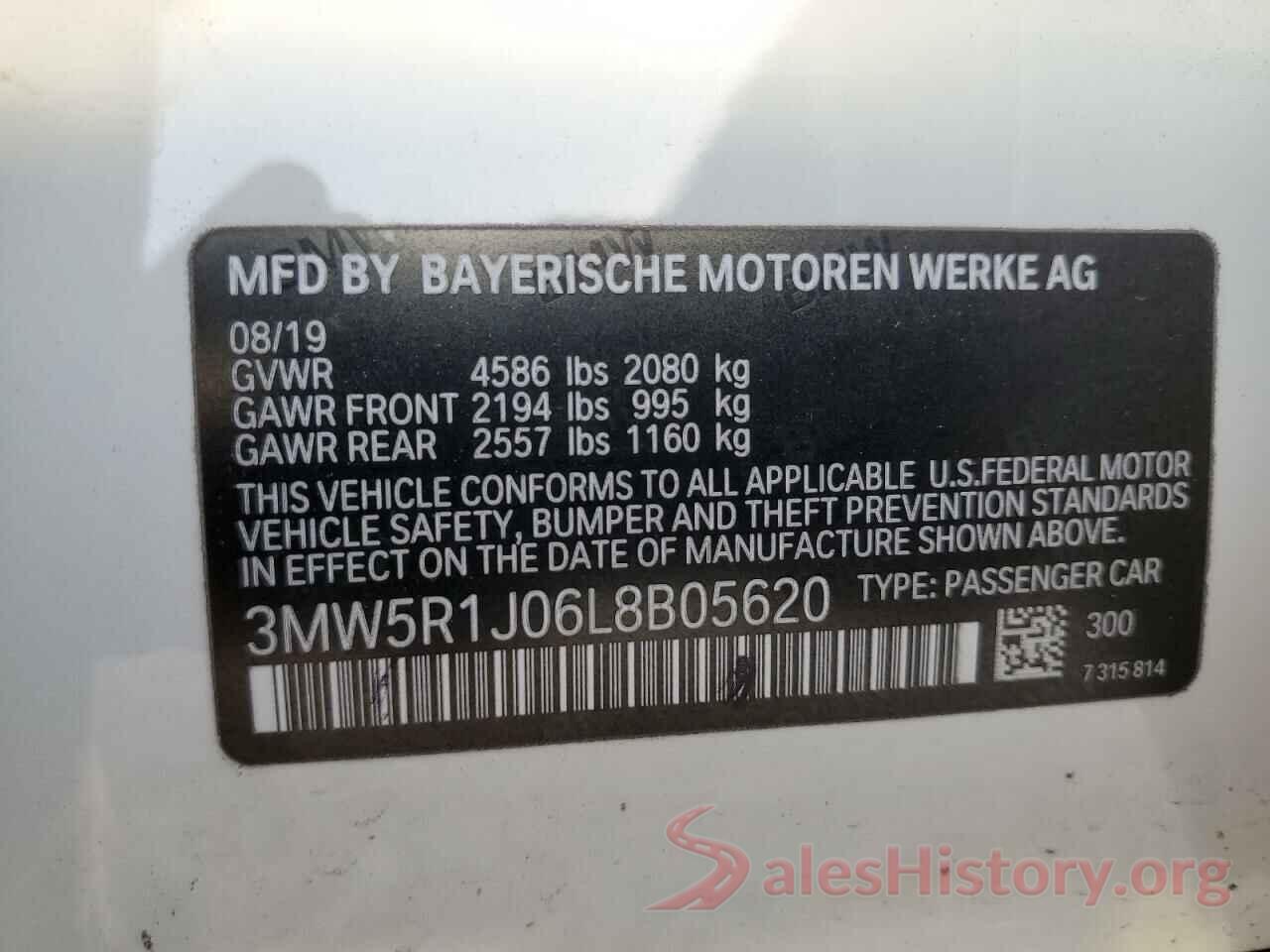 3MW5R1J06L8B05620 2020 BMW 3 SERIES