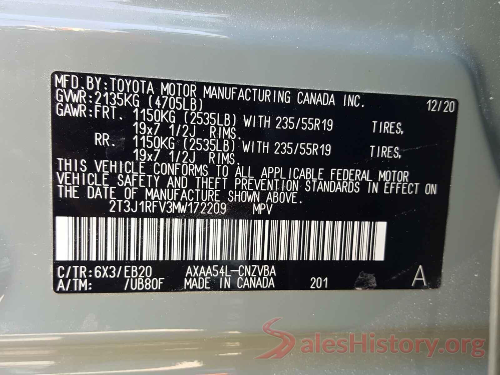 2T3J1RFV3MW172209 2021 TOYOTA RAV4