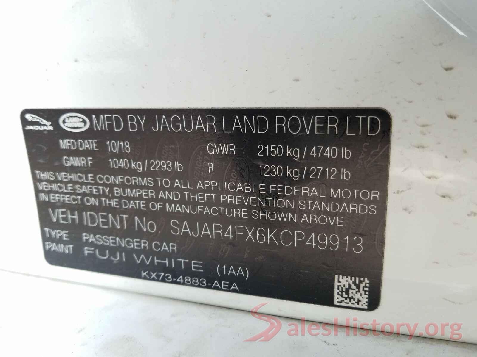 SAJAR4FX6KCP49913 2019 JAGUAR XE