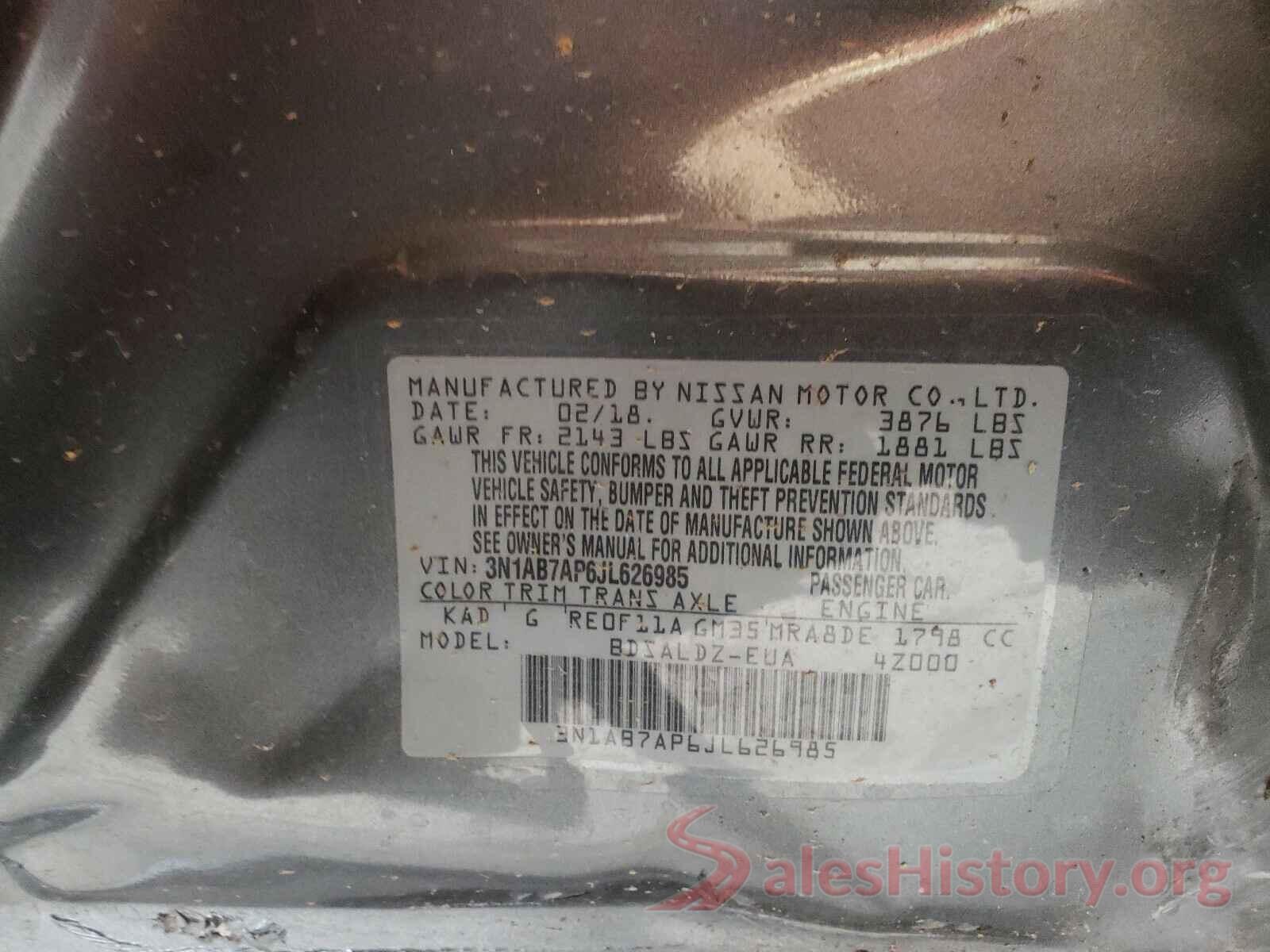 3N1AB7AP6JL626985 2018 NISSAN SENTRA