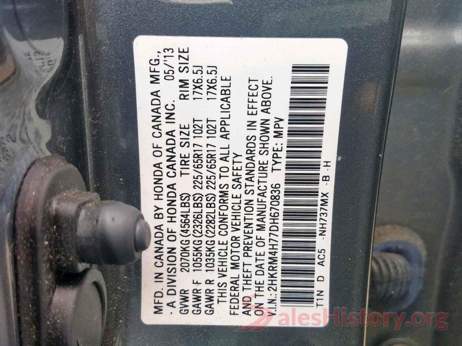 2HKRM4H77DH670836 2013 HONDA CR-V EXL