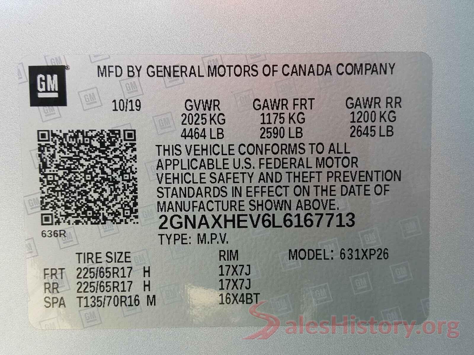 2GNAXHEV6L6167713 2020 CHEVROLET EQUINOX