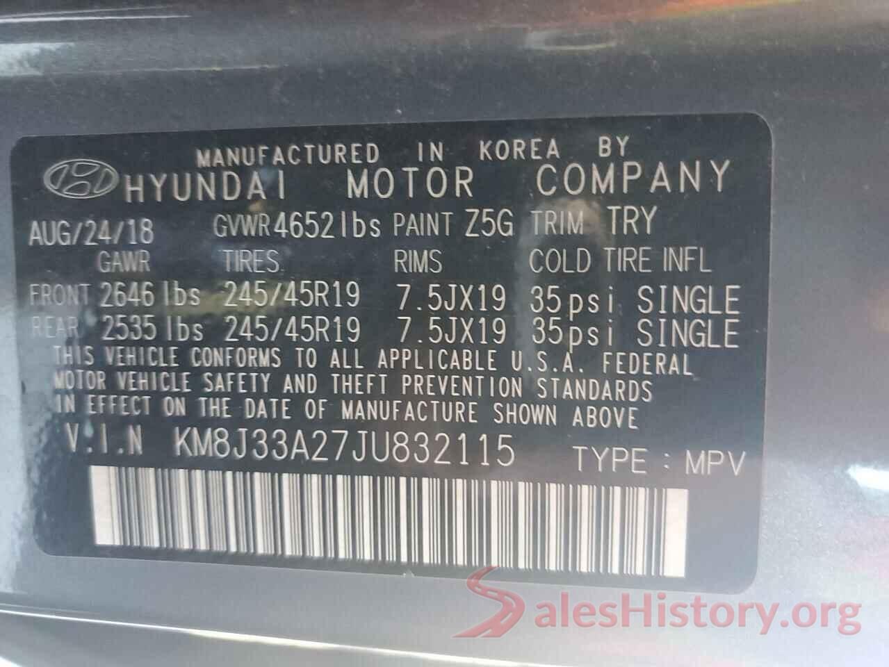 KM8J33A27JU832115 2018 HYUNDAI TUCSON