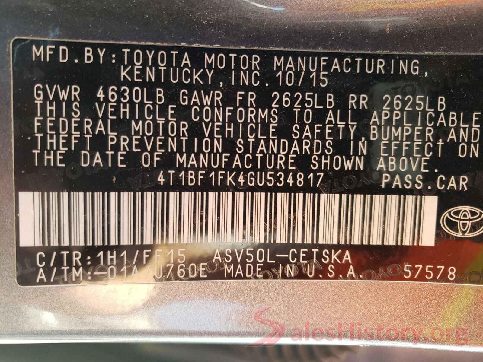 4T1BF1FK4GU534817 2016 TOYOTA CAMRY