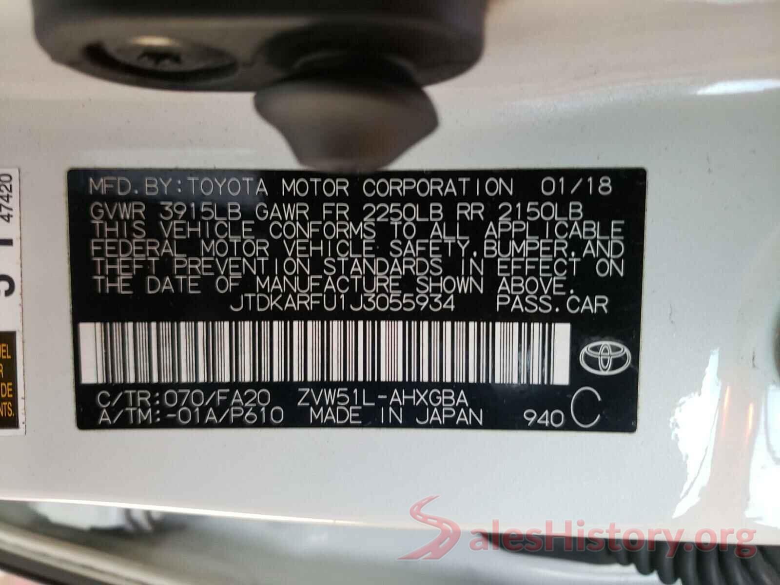 JTDKARFU1J3055934 2018 TOYOTA PRIUS