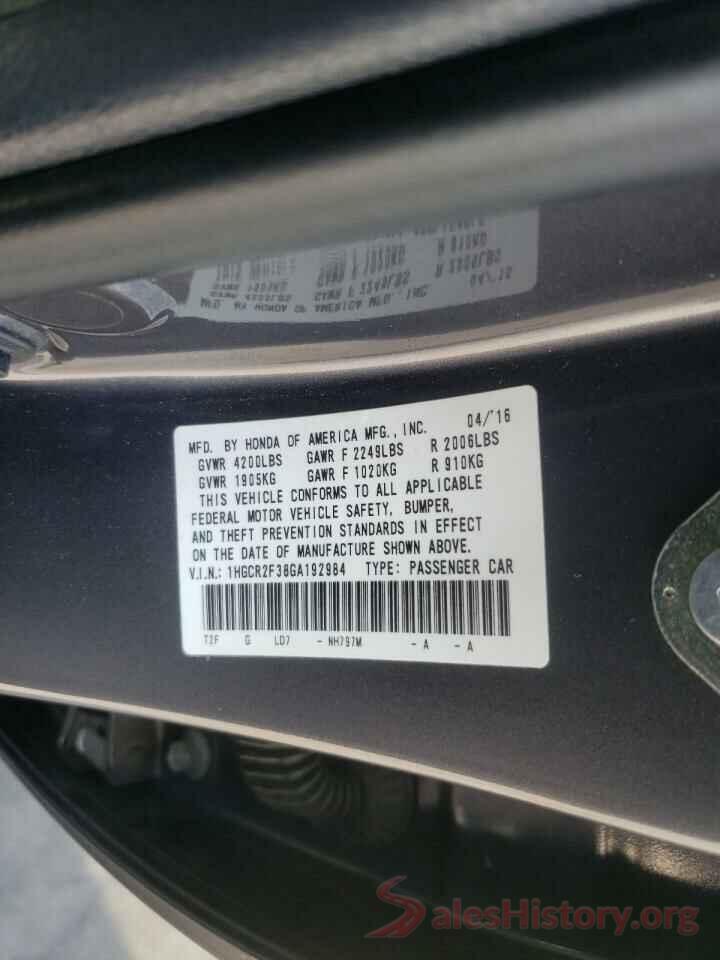 1HGCR2F38GA192984 2016 HONDA ACCORD