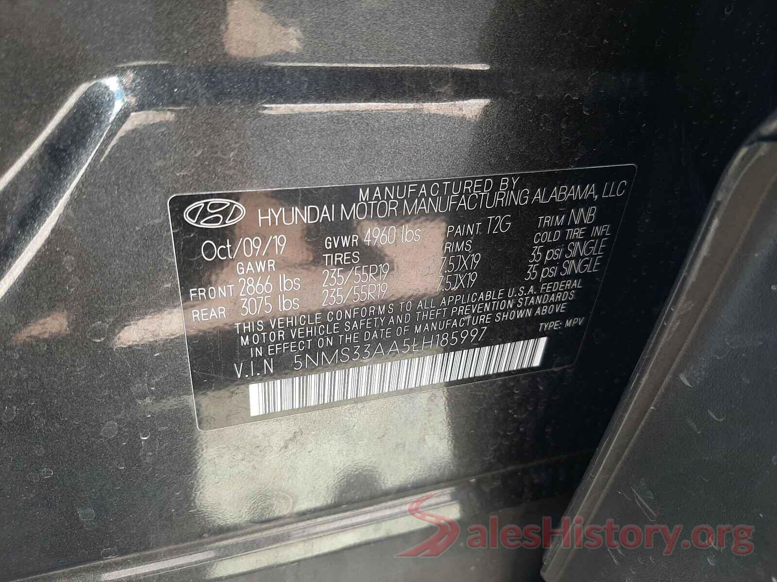 5NMS33AA5LH185997 2020 HYUNDAI SANTA FE