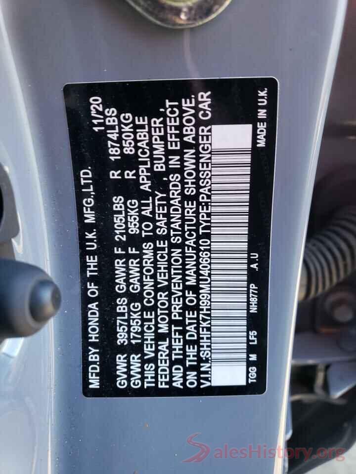 SHHFK7H99MU406610 2021 HONDA CIVIC