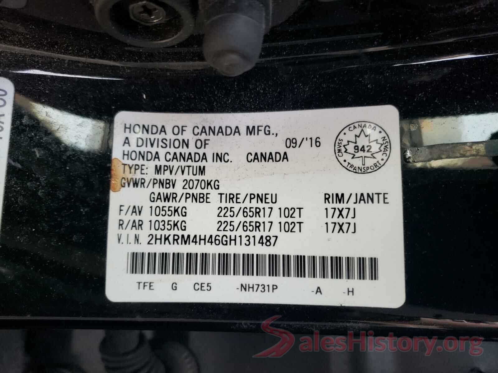 2HKRM4H46GH131487 2016 HONDA CRV