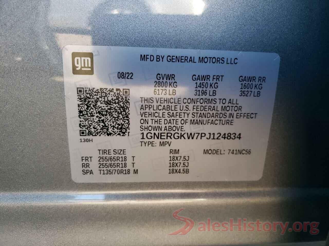 1GNERGKW7PJ124834 2023 CHEVROLET TRAVERSE