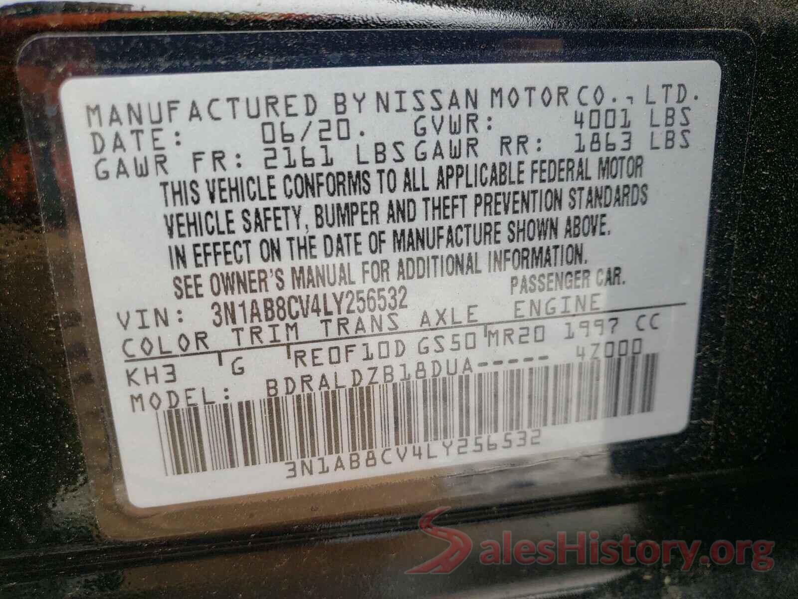 3N1AB8CV4LY256532 2020 NISSAN SENTRA